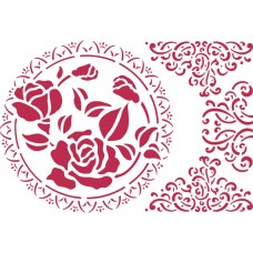 Stencil G méret 21x29,7 cm - csipke rózsa