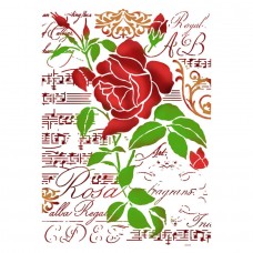 Stencil G méret 21 x 29,7 cm - Rózsa és kotta