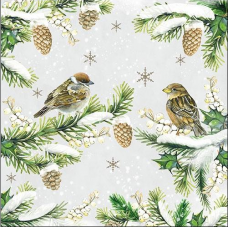 Sparrows in Snow papírszalvéta